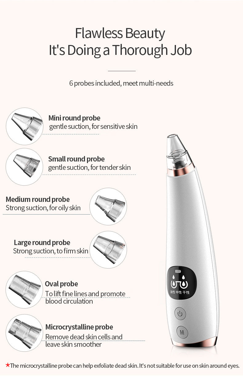 HKM-553299 Blackhead Remover Vacuum with Multiple Tips for Effective Cleansing and Pore Shrinking