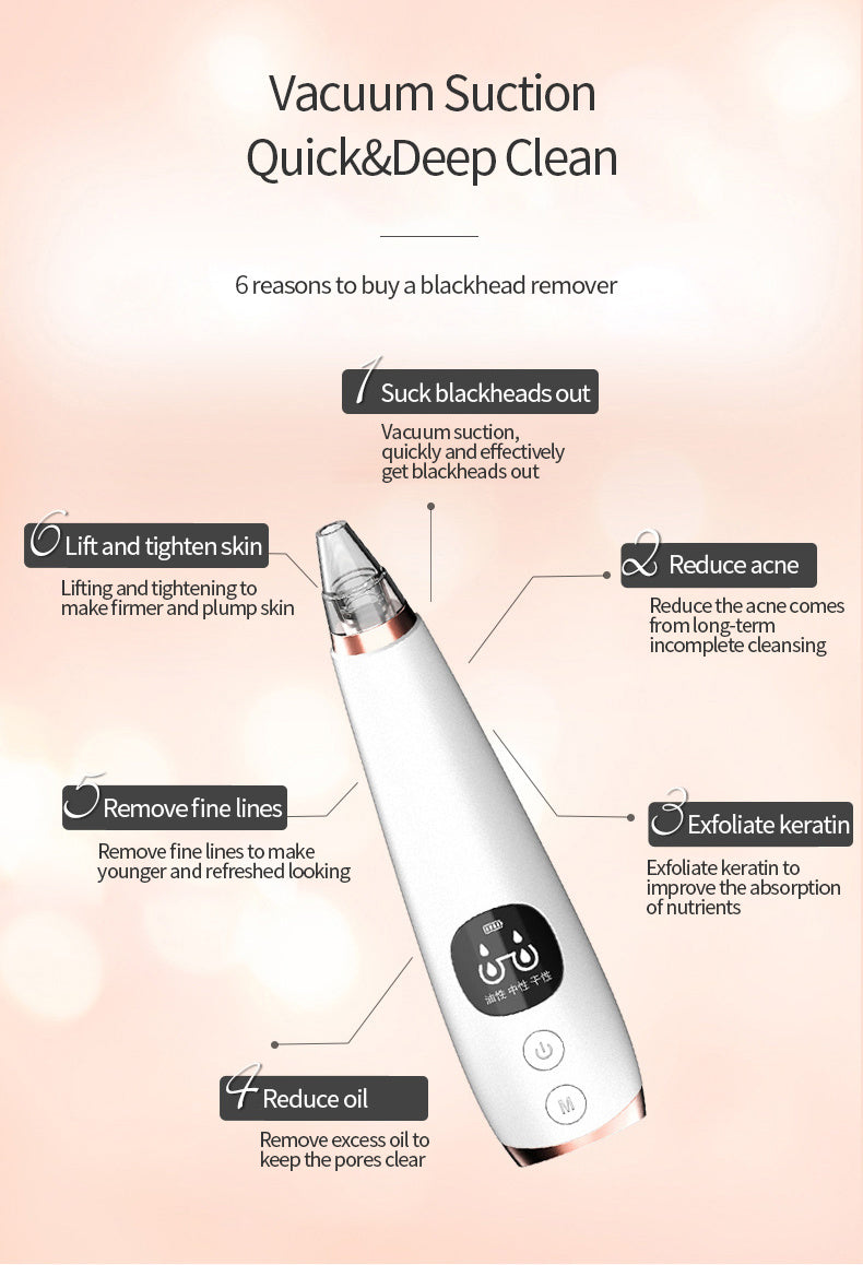 HKM-553299 Blackhead Remover Vacuum with Multiple Tips for Effective Cleansing and Pore Shrinking