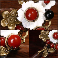 HKM-066067 Handmade Wooden Hairpin in Ethnic Style with Flower Design