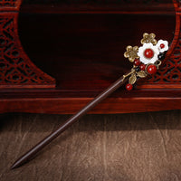 HKM-066067 Handmade Wooden Hairpin in Ethnic Style with Flower Design