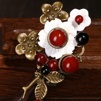 HKM-066067 Handmade Wooden Hairpin in Ethnic Style with Flower Design