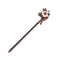 HKM-066067 Handmade Wooden Hairpin in Ethnic Style with Flower Design