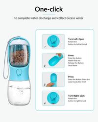 HKM-658963 Portable Dog Water Bottle with Food Container and Dispenser for Walking and Hiking - Ideal for Small Breeds