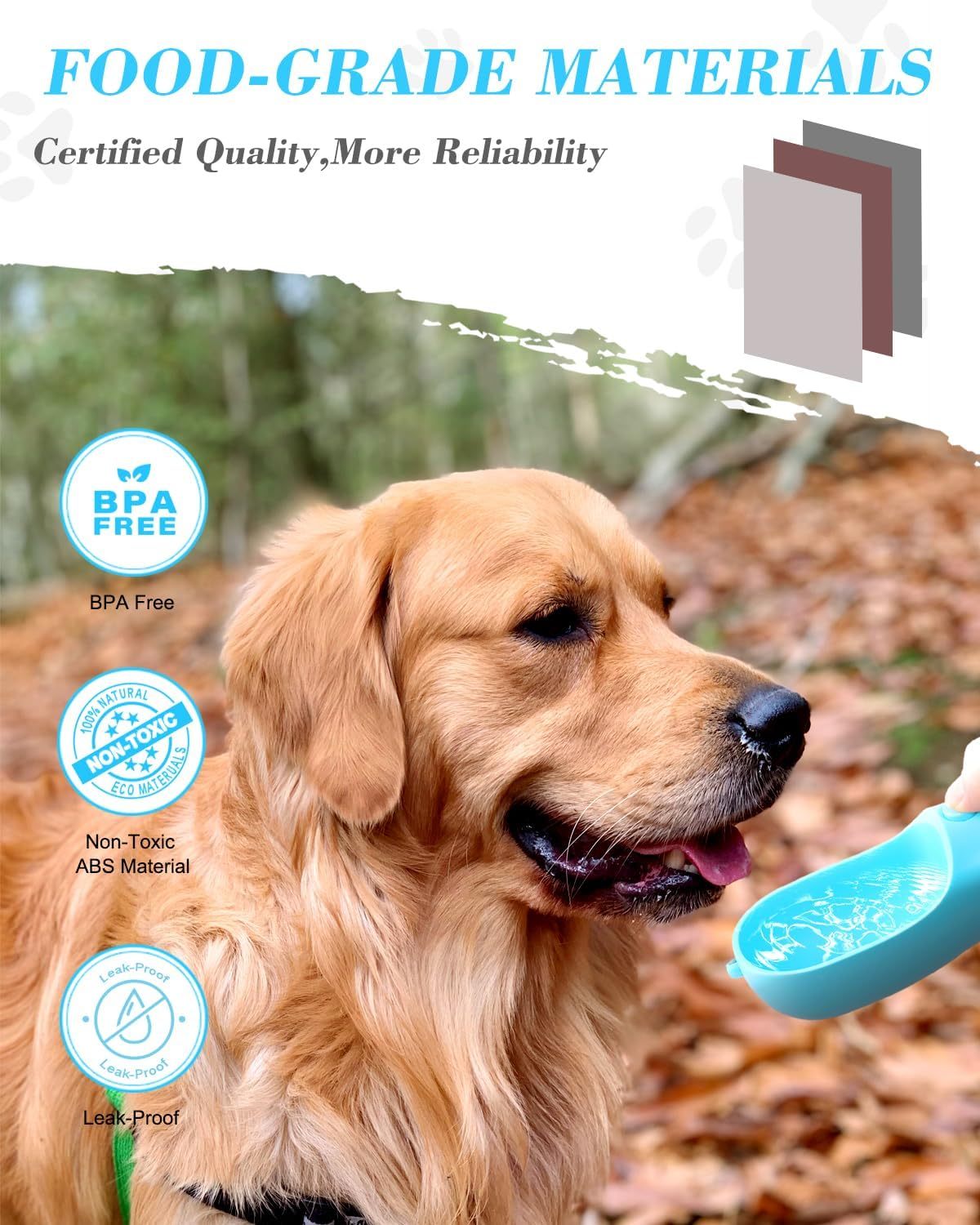 HKM-658963 Portable Dog Water Bottle with Food Container and Dispenser for Walking and Hiking - Ideal for Small Breeds
