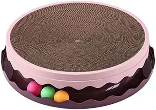 HKM-577299 Interactive Round Cat Scratcher Pad with Built-in Ball for Indoor Play and Exercise