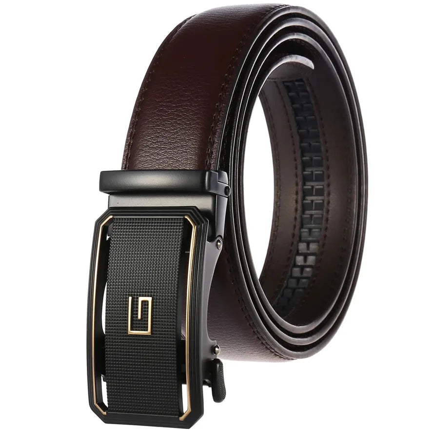 HKM-464019 Automatic Two-Layer Cowhide Men's Belt with Durable Buckle - Model LY36-21596-1