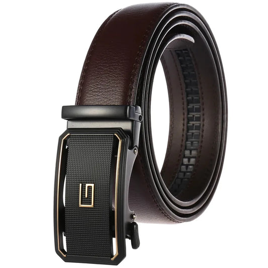 HKM-464019 Automatic Two-Layer Cowhide Men's Belt with Durable Buckle - Model LY36-21596-1