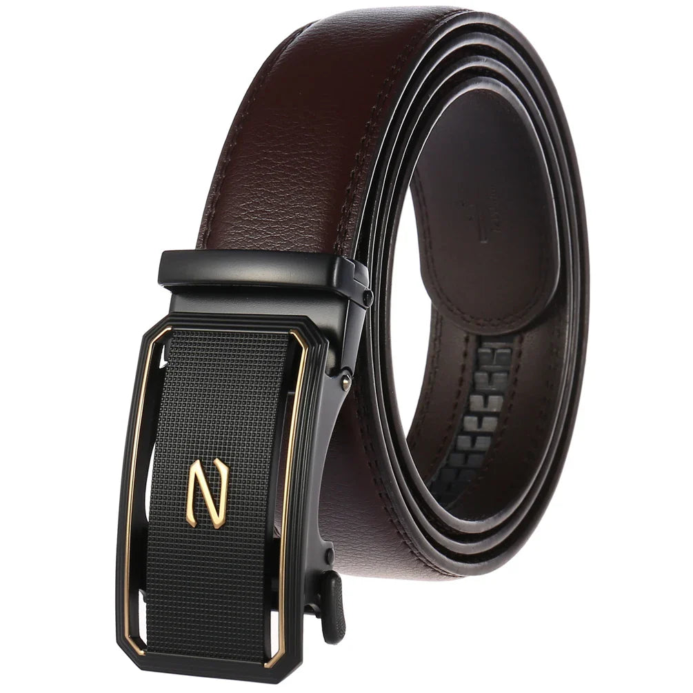 HKM-464019 Automatic Two-Layer Cowhide Men's Belt with Durable Buckle - Model LY36-21596-1