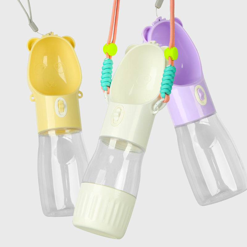 HKM-161491 Portable Dog Water Bottle with Food Compartment for All Sizes - Leak-Proof Design for Outdoor Hydration and Feeding