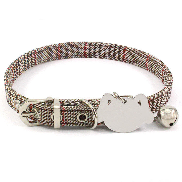 HKM-365715 Double-Sided Laser Engraving Flower Pattern Cat Collar with Copper Bell