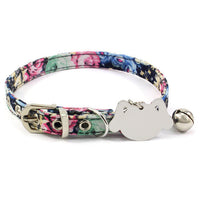 HKM-365715 Double-Sided Laser Engraving Flower Pattern Cat Collar with Copper Bell