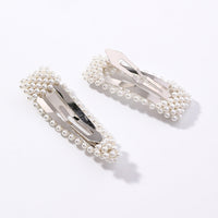 HKM-310099 Elegant Pearl Triangle Hairpin – Alloy Side Clip Accessory