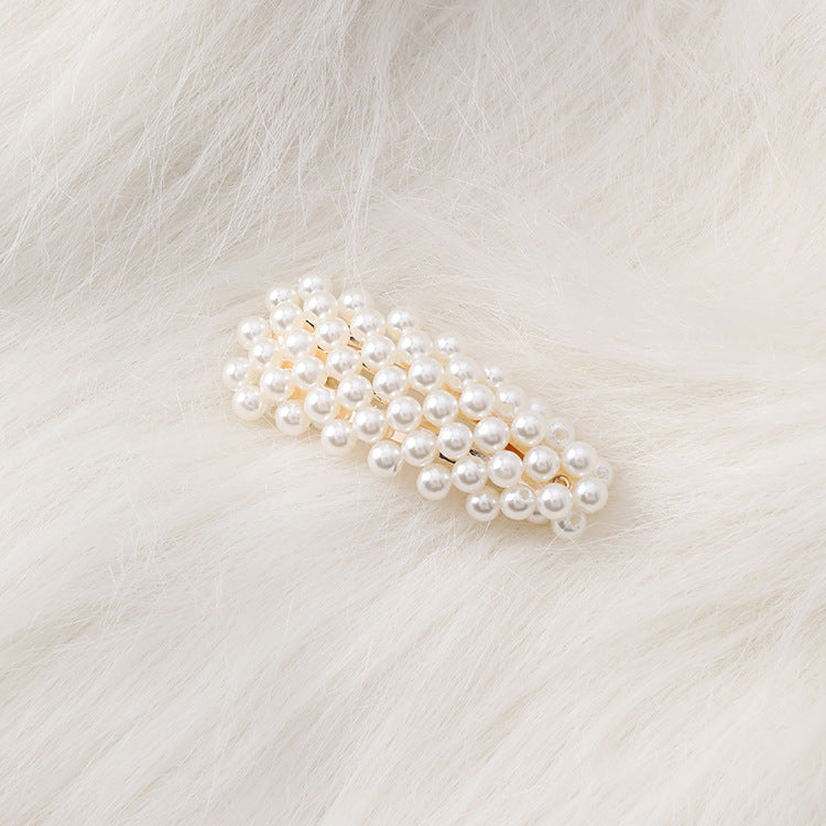 HKM-310099 Elegant Pearl Triangle Hairpin – Alloy Side Clip Accessory