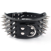 HKM-053523 Crocodile Pattern PU Leather Dog Collar with Adjustable Spikes, 7.5 cm Wide