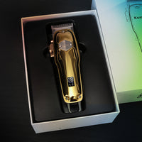 HKM-271571 Stainless Steel Electric Hair Clipper with USB Charging, 2200mAh Battery, Fine Adjustment Options, and Multiple Combs