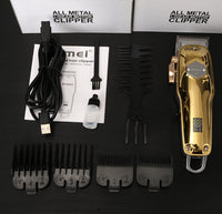 HKM-271571 Stainless Steel Electric Hair Clipper with USB Charging, 2200mAh Battery, Fine Adjustment Options, and Multiple Combs
