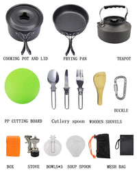 HKM-266579 Compact Camping Teapot and Stove Set for 2-3 People - Perfect for Outdoor Picnic and Cooking