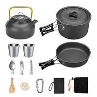 HKM-266579 Compact Camping Teapot and Stove Set for 2-3 People - Perfect for Outdoor Picnic and Cooking
