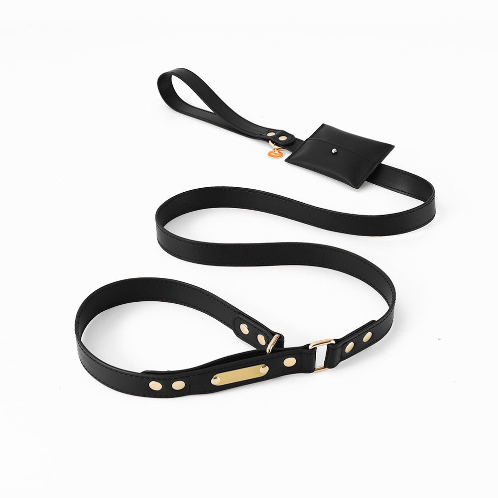 HKM-495635 One-Piece PU Leather Explosion-Proof Dog Leash - Stylish & Durable Design