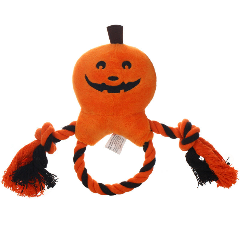 HKM-901843 Halloween-Themed Dog Toy: Durable Cotton Rope Knot with Vocal Training Features