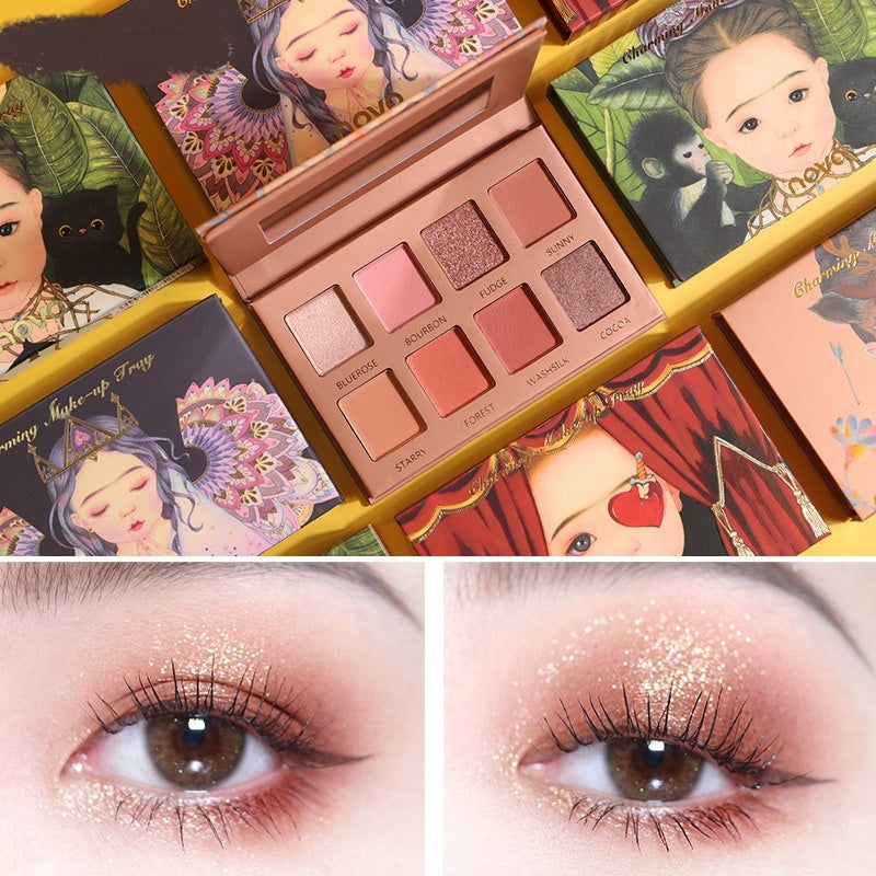 HKM-933331 Pearlescent Eyeshadow Palette with 8 Versatile Shades for Stunning Makeup Effects