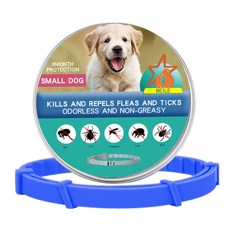 HKM-968723 Flea-Repellent Silicone Collar for Dogs and Cats, Adjustable Size with Tin Box