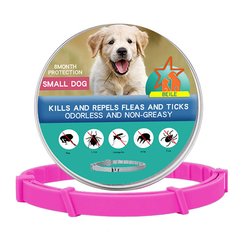 HKM-968723 Flea-Repellent Silicone Collar for Dogs and Cats, Adjustable Size with Tin Box