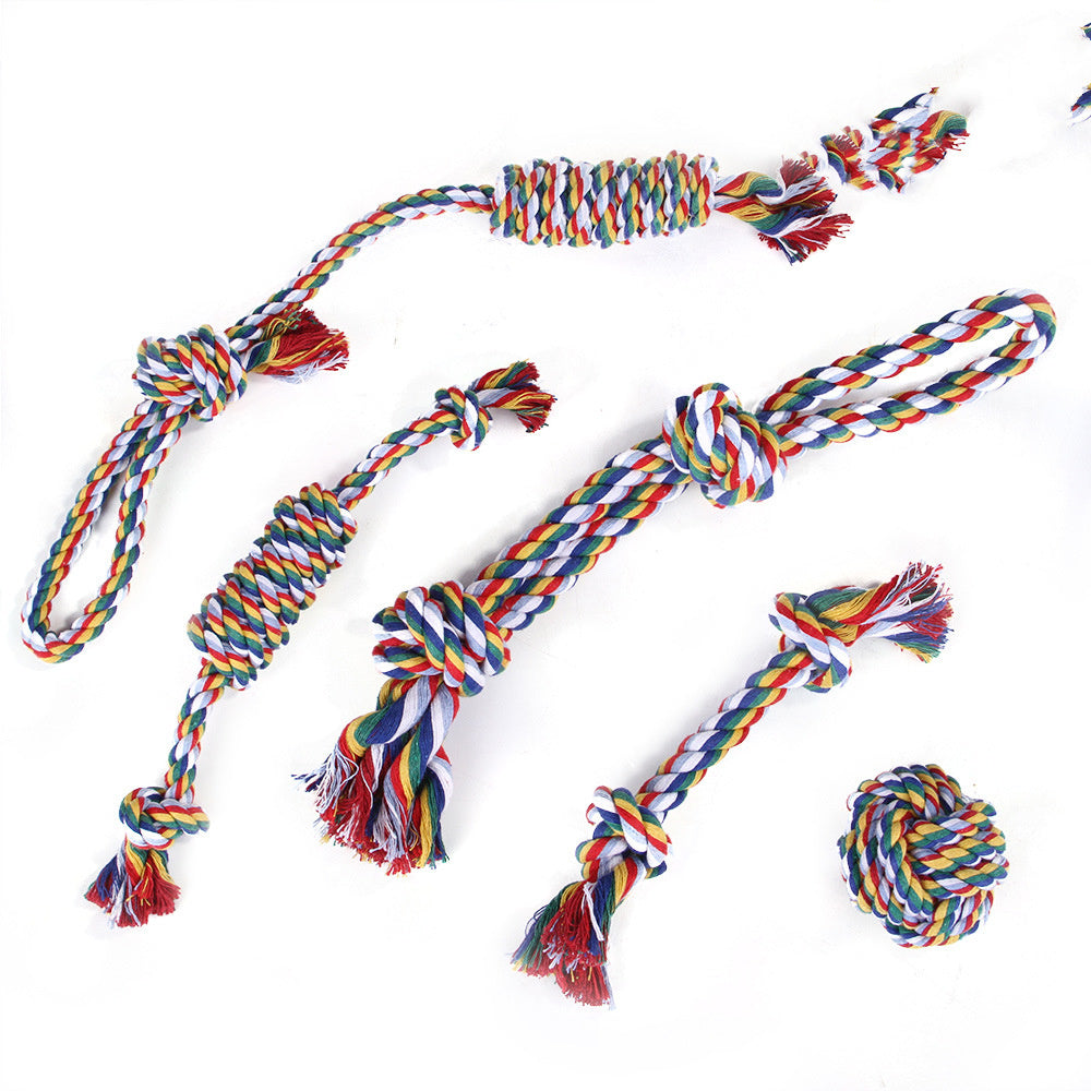 HKM-802387 Dog Bite-Resistant Cotton Rope Knot Toy Set - Multiple Sizes Available
