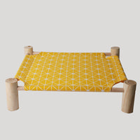 HKM-892435 Elevated Solid Wood Pet Bed with Removable Washable Mats for Cats and Dogs