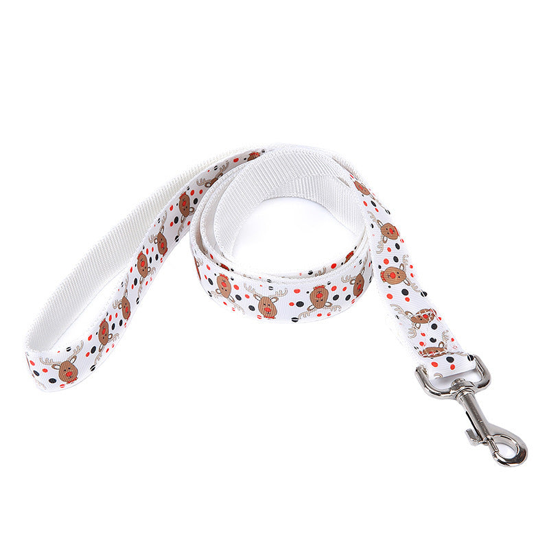 HKM-526099 Multicolor Dog Leash with Check Stripe Design - 2.5cm Width, Imitation Nylon Towing Rope