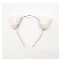 HKM-470483 Cat Ear Cloth Headband for Women - Pink and White Cartoon Design