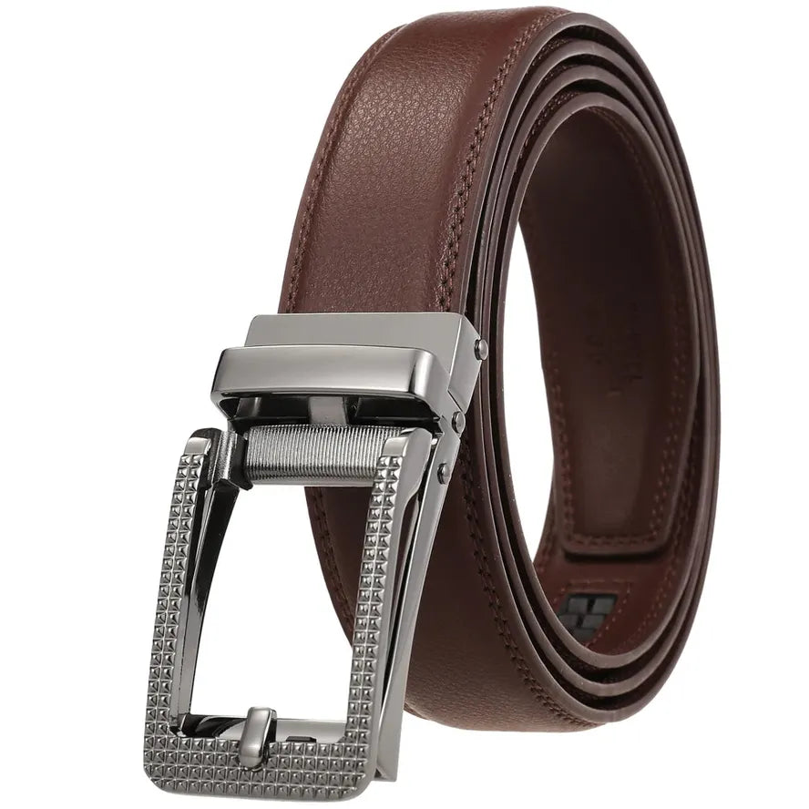 HKM-313683 Men's 3.0CM Cowhide Leather Belt with Durable Buckle