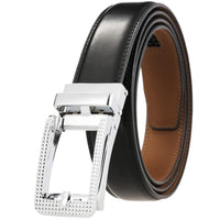 HKM-313683 Men's 3.0CM Cowhide Leather Belt with Durable Buckle