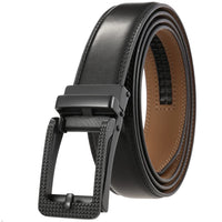 HKM-313683 Men's 3.0CM Cowhide Leather Belt with Durable Buckle