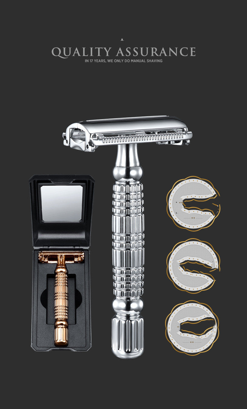 HKM-069843 Classic Double-Sided Manual Razor for Precision Beard Shaving