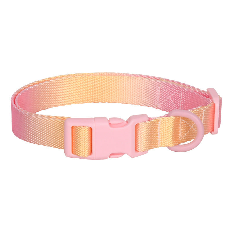 HKM-524947 Adjustable Nylon Dog and Cat Collar - Gradient Colors for Small to Large Pets