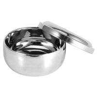 HKM-332499 Men's Stainless Steel Shaving Soap Bowl with Brush Holder - Compact and Durable Design
