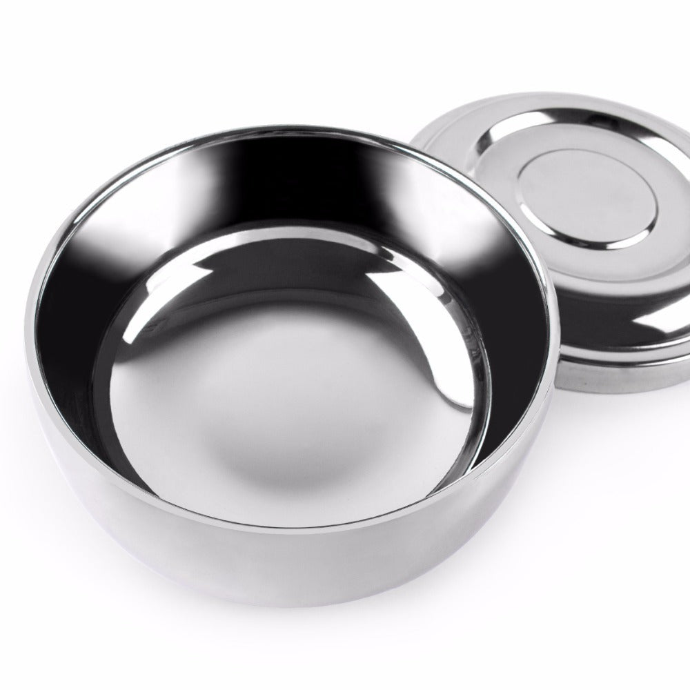 HKM-332499 Men's Stainless Steel Shaving Soap Bowl with Brush Holder - Compact and Durable Design