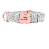 HKM-720723 Adjustable Pet Dog Collar with Engraving and Anti-Lost Features, Non-Woven Fabric, Size S-L