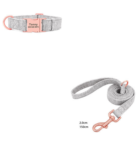 HKM-720723 Adjustable Pet Dog Collar with Engraving and Anti-Lost Features, Non-Woven Fabric, Size S-L