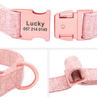 HKM-720723 Adjustable Pet Dog Collar with Engraving and Anti-Lost Features, Non-Woven Fabric, Size S-L