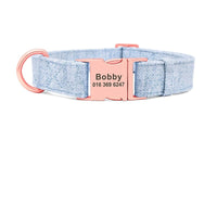 HKM-720723 Adjustable Pet Dog Collar with Engraving and Anti-Lost Features, Non-Woven Fabric, Size S-L