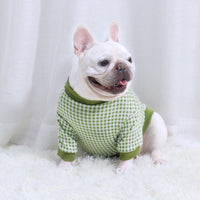 HKM-381395 Cozy Plus Velvet Plaid Dog Sweater for Autumn and Winter in Orange, Gray, and Green
