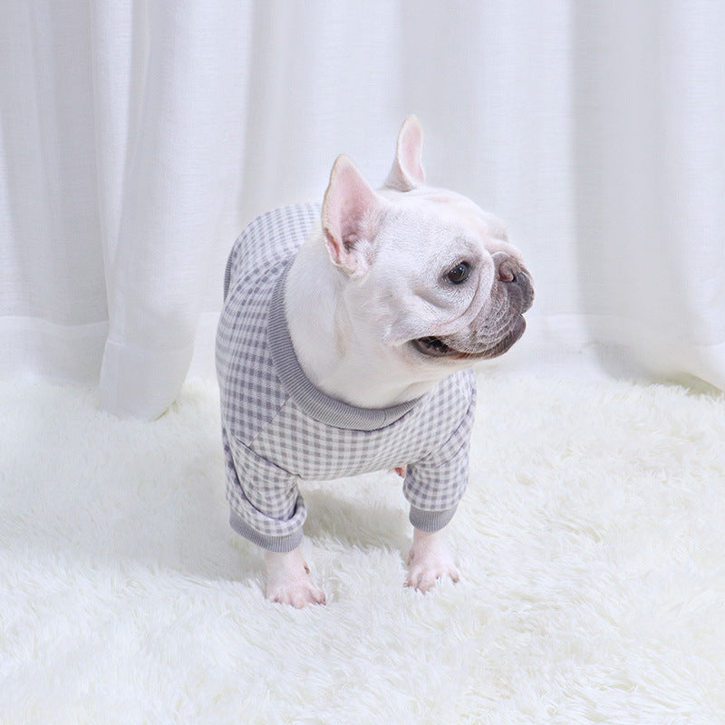 HKM-381395 Cozy Plus Velvet Plaid Dog Sweater for Autumn and Winter in Orange, Gray, and Green