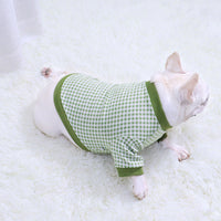 HKM-381395 Cozy Plus Velvet Plaid Dog Sweater for Autumn and Winter in Orange, Gray, and Green