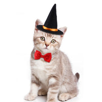HKM-091731 Halloween Pet Costume with Wizard Hat and Bow Tie, Red and Black Cloth, Casual Style