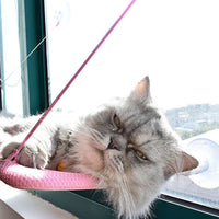HKM-056595 Hanging Cat Hammock with Suction Cups - Breathable Cloth Design, Easy to Install, Removable & Washable, Supports Up to 46.8 kg