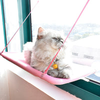 HKM-056595 Hanging Cat Hammock with Suction Cups - Breathable Cloth Design, Easy to Install, Removable & Washable, Supports Up to 46.8 kg