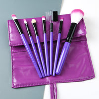 HKM-887251 Gradient Makeup Brush Set for Beginners - 7-Piece Collection with Long Wooden Handles