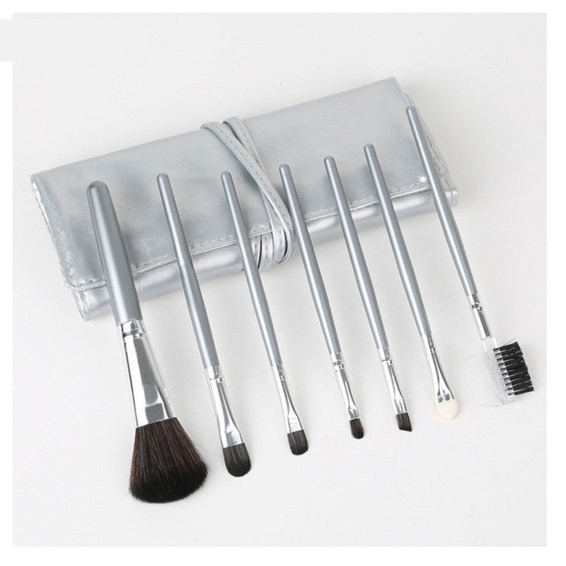 HKM-887251 Gradient Makeup Brush Set for Beginners - 7-Piece Collection with Long Wooden Handles